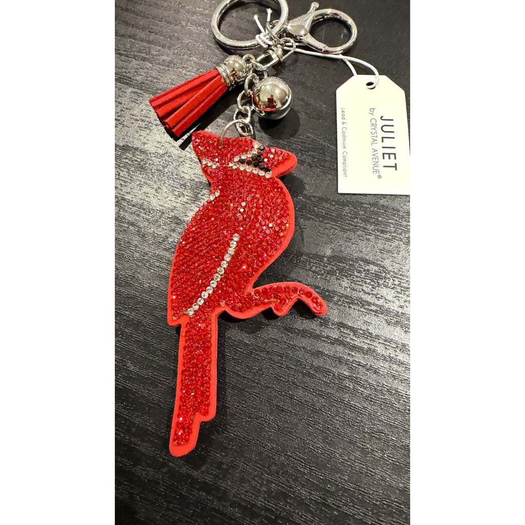NEW Bling Red Cardinal Rhinestone Keychain & Bag Charm