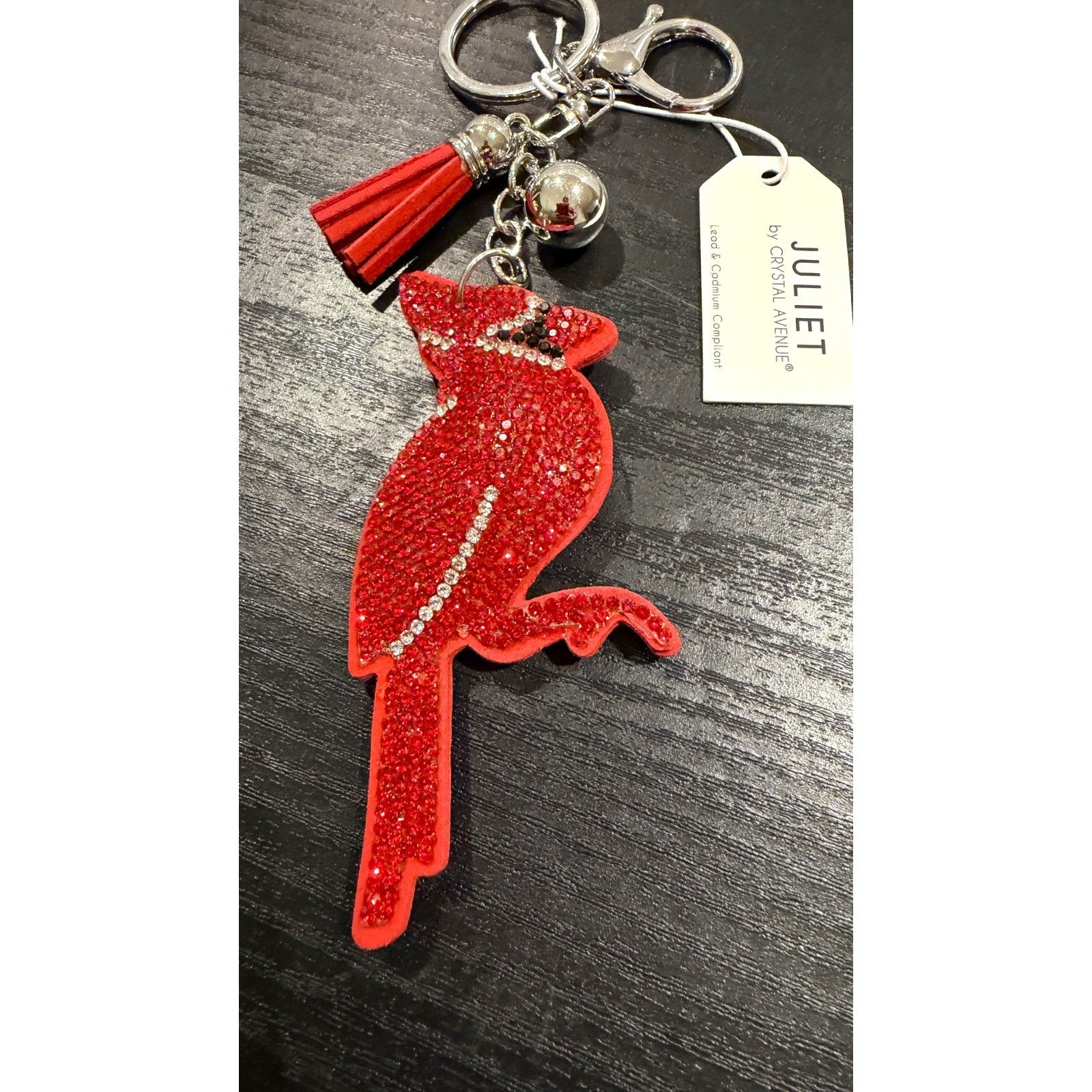 NEW Bling Red Cardinal Rhinestone Keychain & Bag Charm