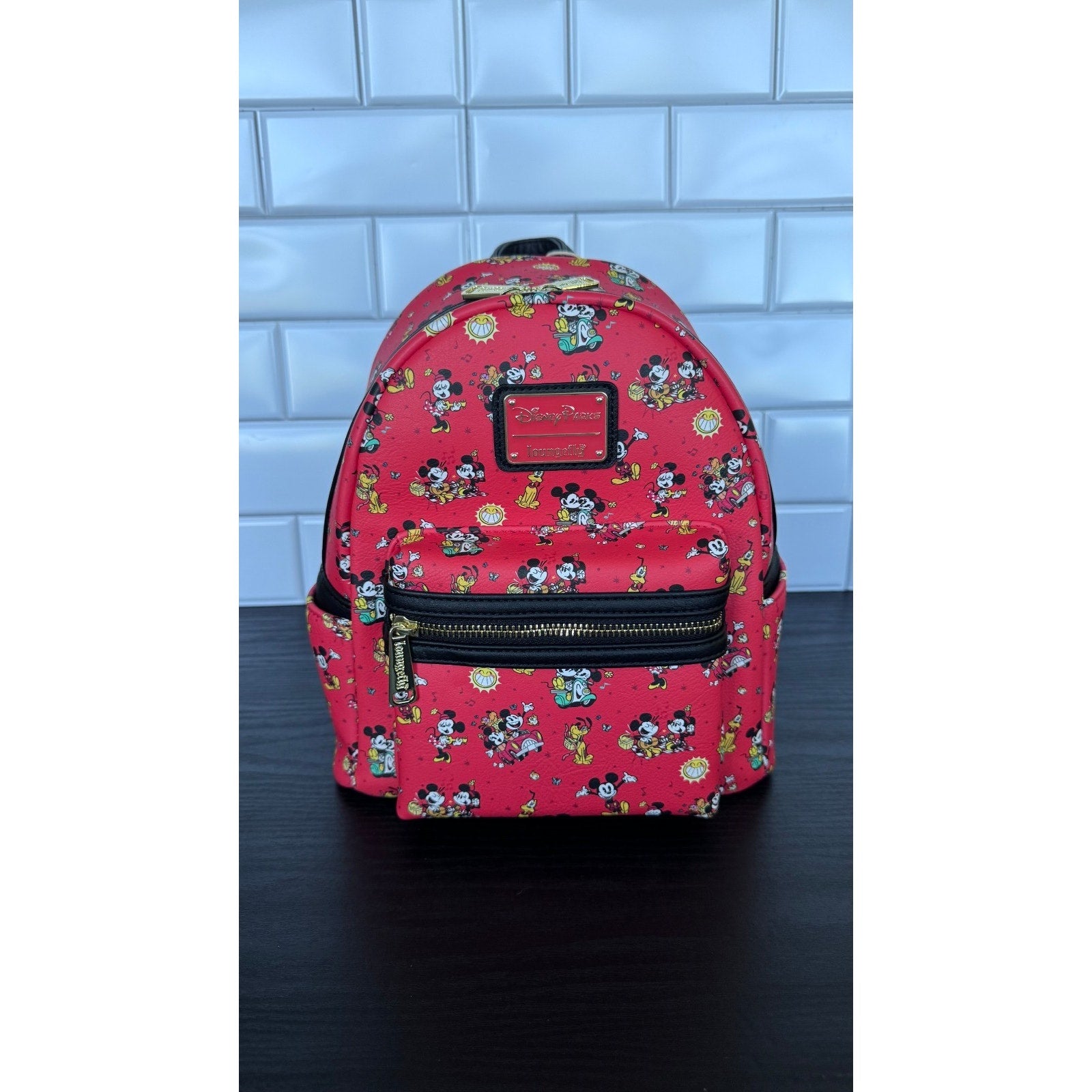 Disney Parks x Loungefly Mickey & Minnie Runaway Railway Mini Backpack Red AOP