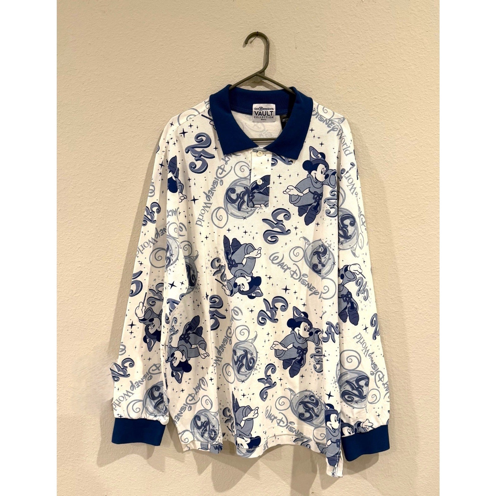 Walt Disney World VAULT 25th Anniversary Mickey Long Sleeve Polo Extra Large NWT