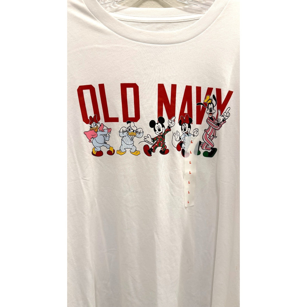 Old Navy x Disney Holiday Graphic T-Shirt White Mickey & Friends - Large