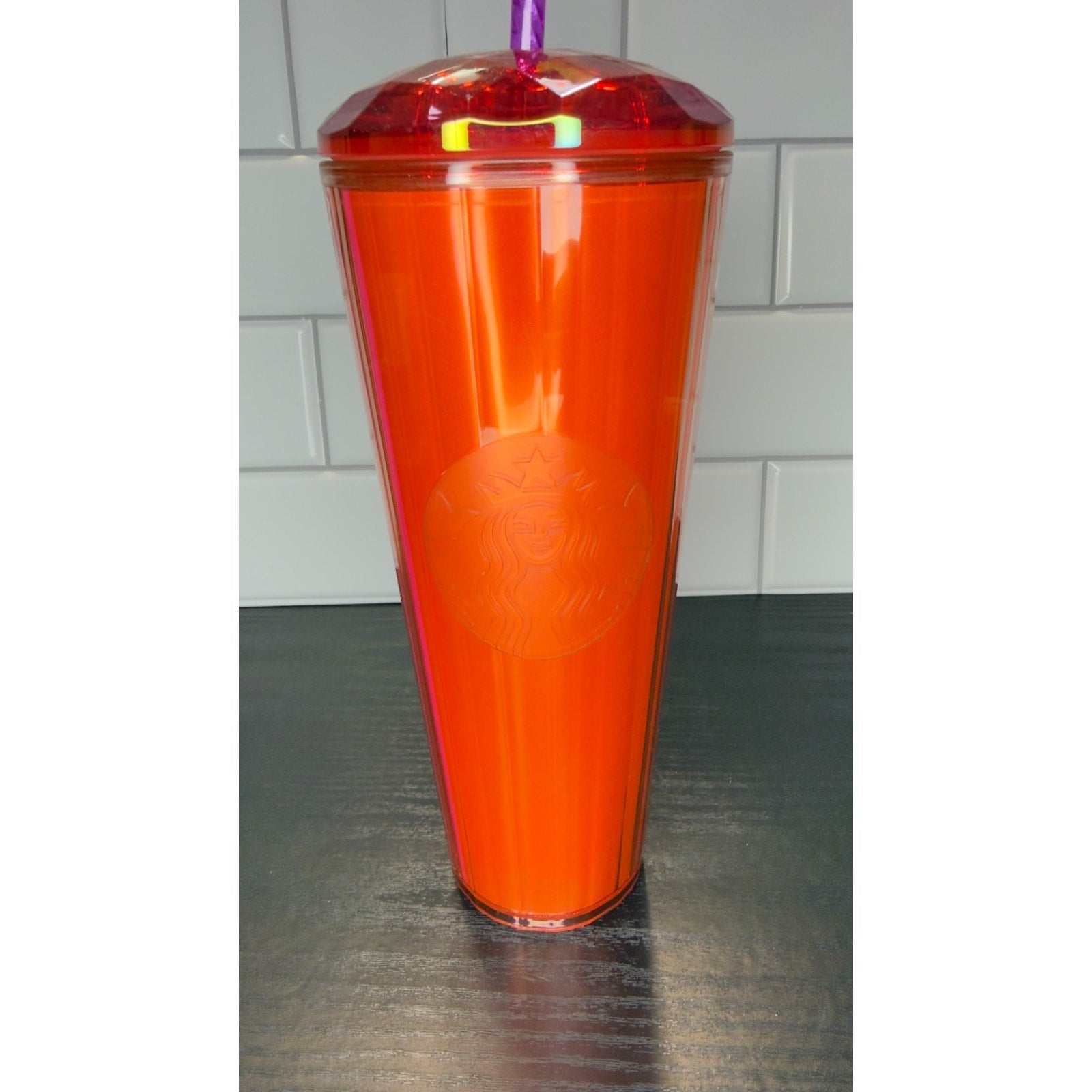 NWT Starbucks 24oz Red and Purple Kaleidoscope Tumbler - Venti Cold Cup