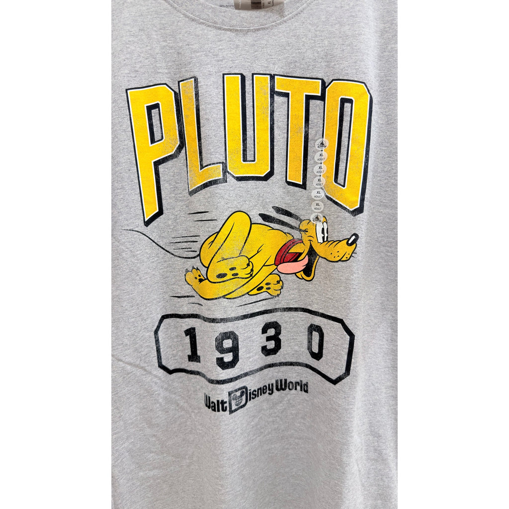 NWT Disney Parks Pluto Sprinting "Varsity Text" T-Shirt - XL