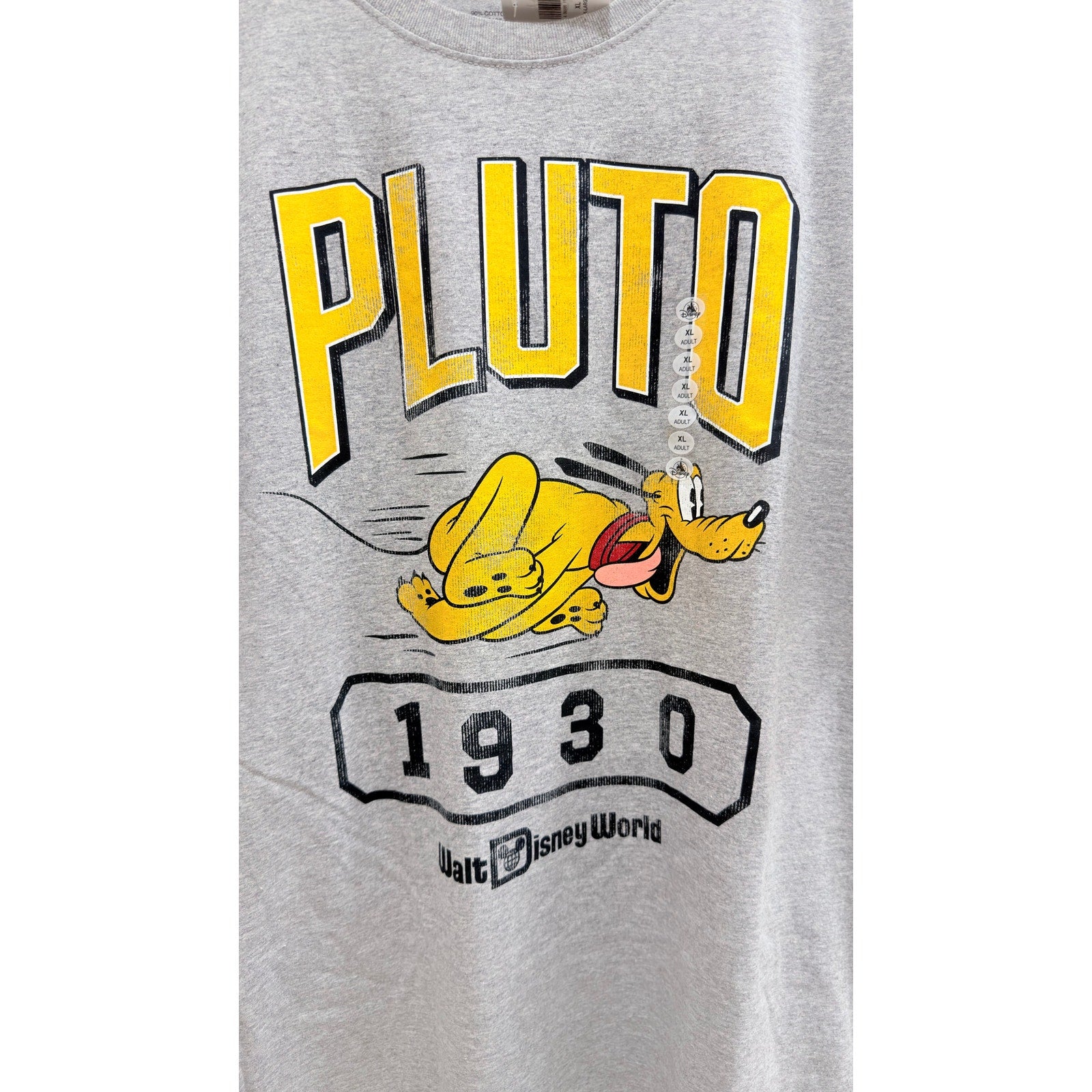 NWT Disney Parks Pluto Sprinting "Varsity Text" T-Shirt - XL