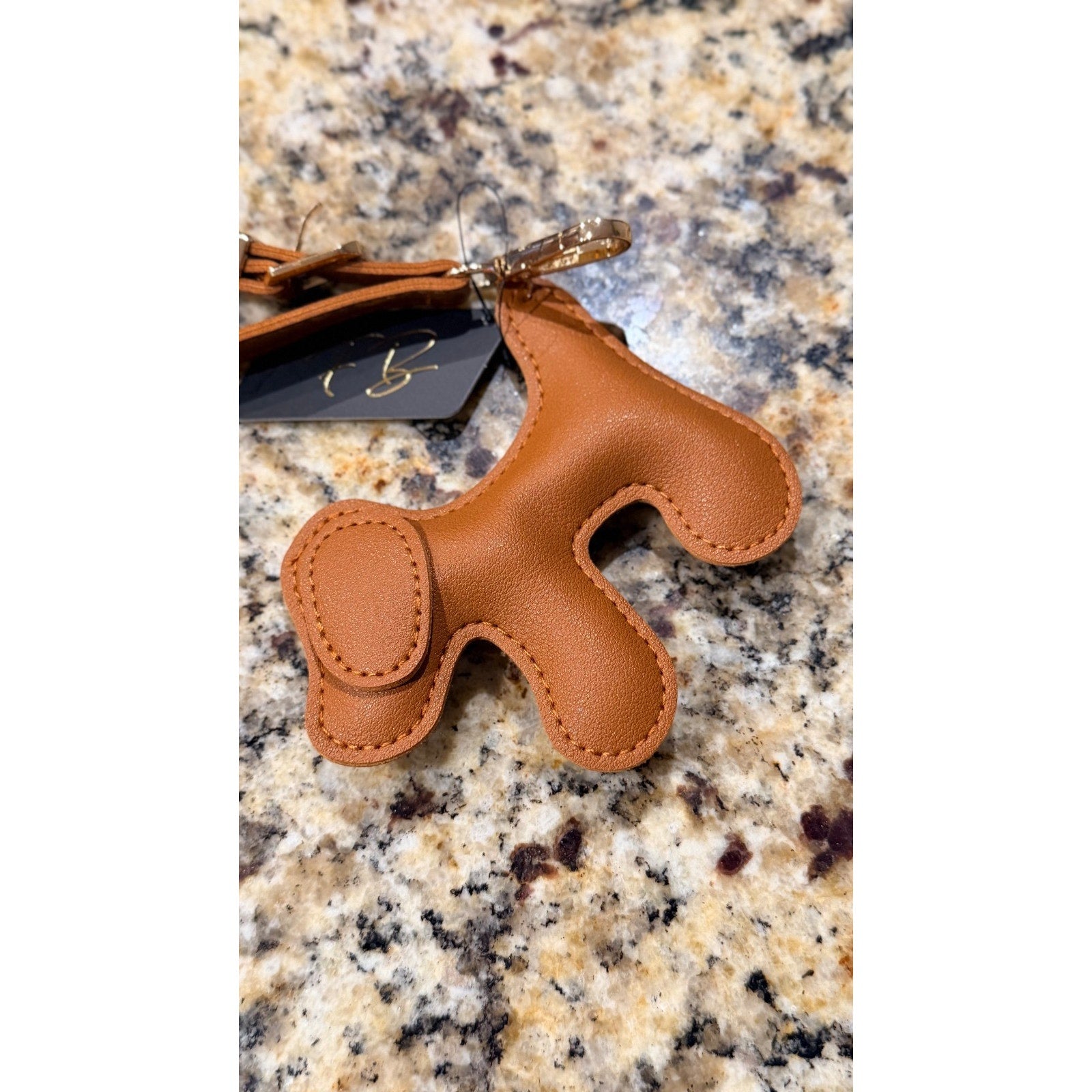 NEW Faux Leather Dog Puppy Keychain Bag Charm - Brown