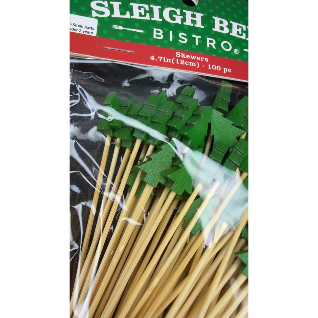 300pc Holiday Bamboo Skewers – Tree, Snowman, & Gingerbread Man NIB