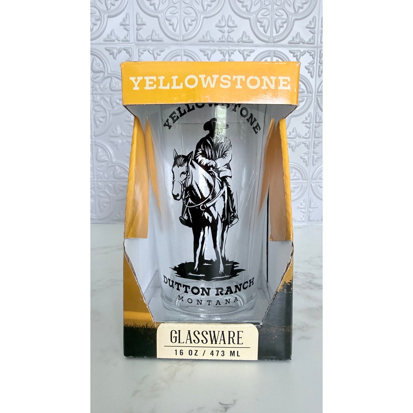 NEW Yellowstone Dutton Ranch 16 Oz Glass Tumbler Pint Cup