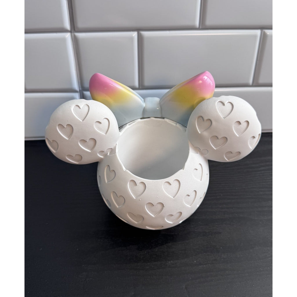 Disney Minnie Mouse Rainbow Bow Pencil Cup Holder - NEW (Damaged Ear)