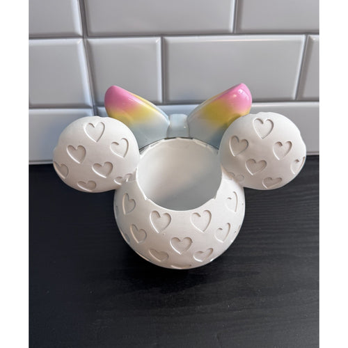Disney Minnie Mouse Rainbow Bow Pencil Cup Holder - NEW (Damaged Ear)