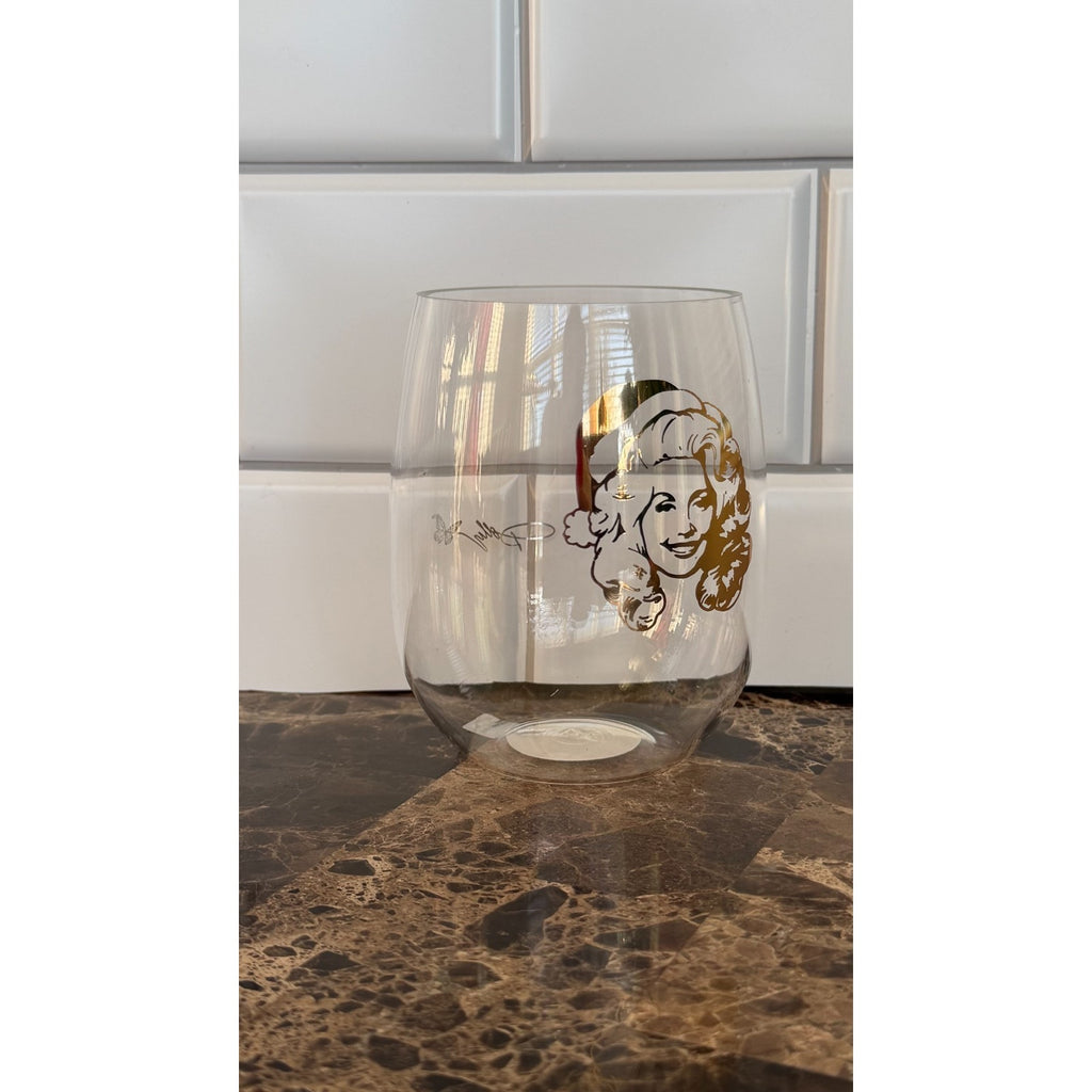 Dolly Parton Holiday Wine Tumbler Acrylic Plastic 4” NEW