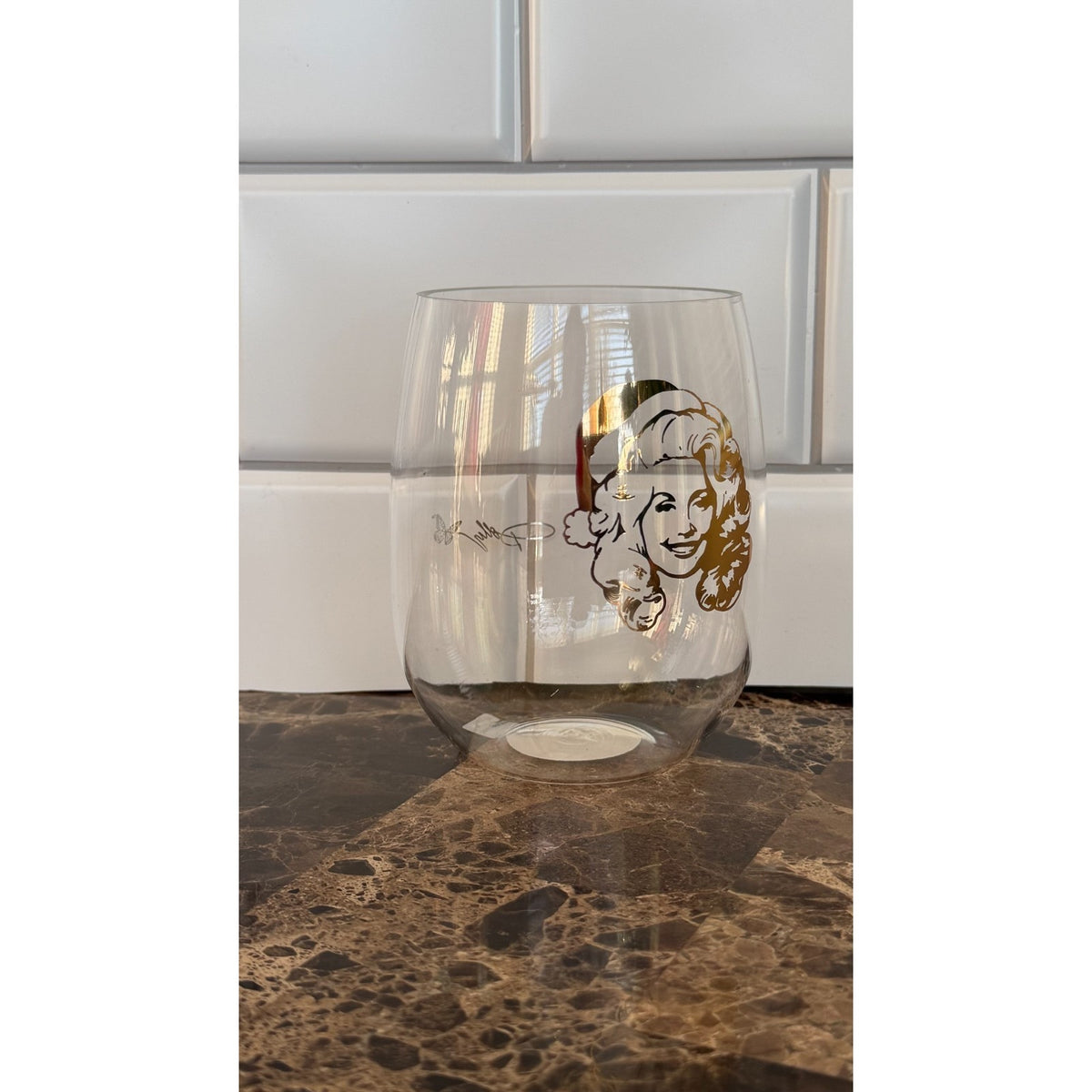 Dolly Parton Holiday Wine Tumbler Acrylic Plastic 4” NEW