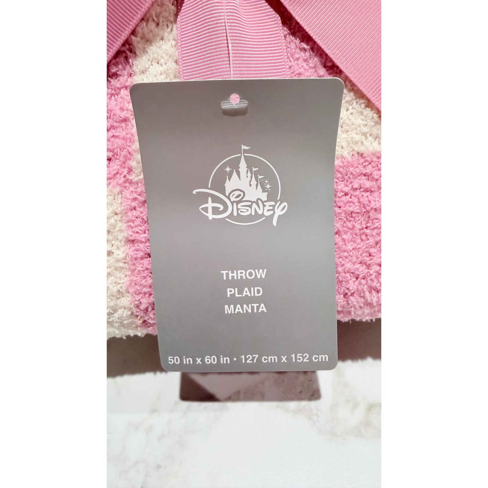 Disney Mickey Mouse Pink Cream Checkerboard Fluffy Plaid Throw Blanket NWT