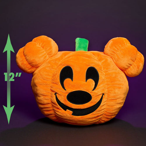 Disney Halloween Mickey Mouse 14" Pumpkin Head Plush Pillow NEW