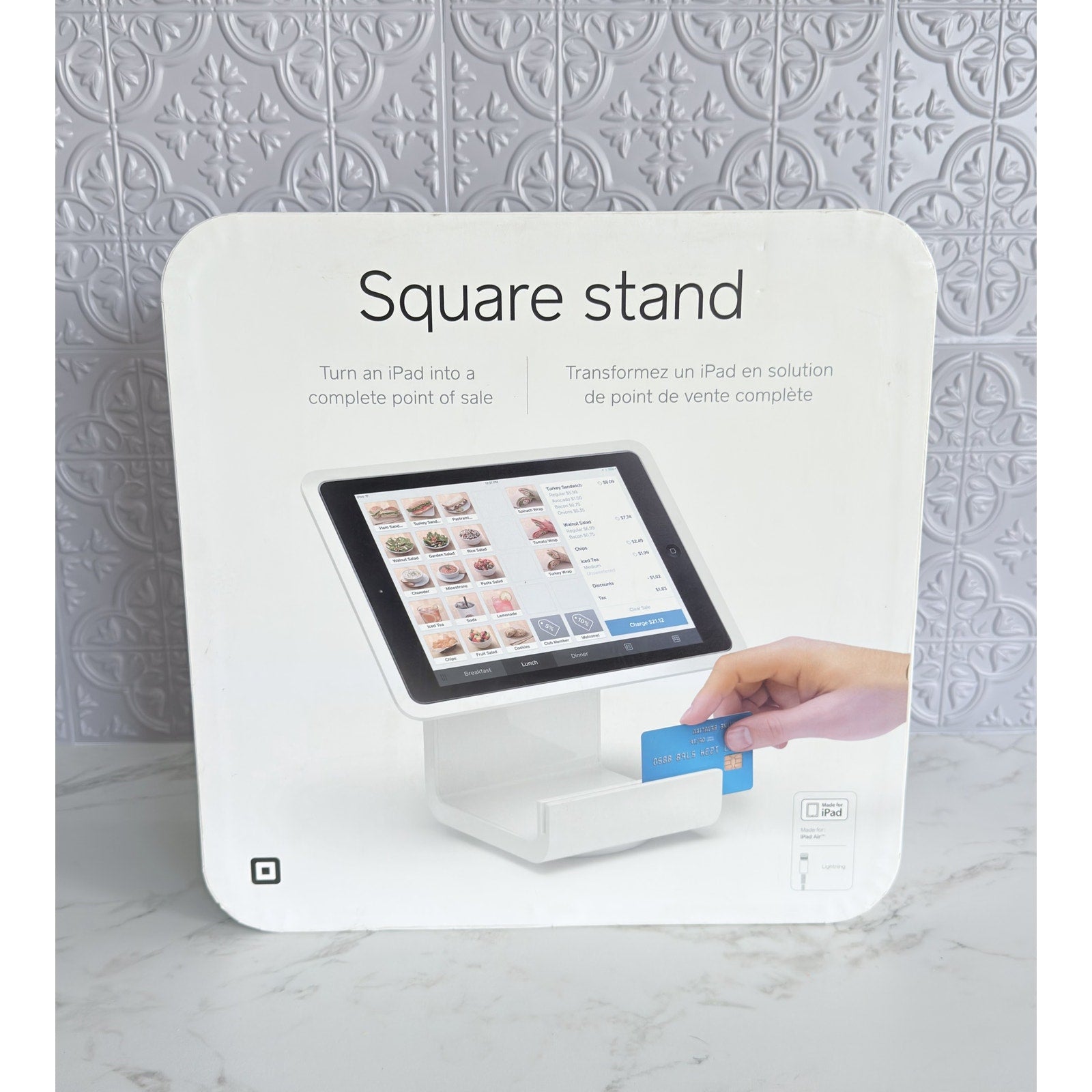 Square Stand POS Point of Sale for Apple iPad Air with Lightning Connector - White