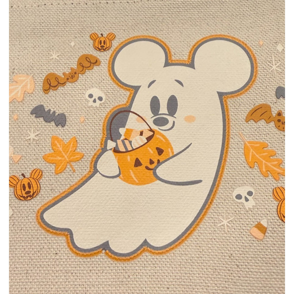 NEW Disney Parks 2025 Halloween Mickey Ghost Canvas Zipper Pouch
