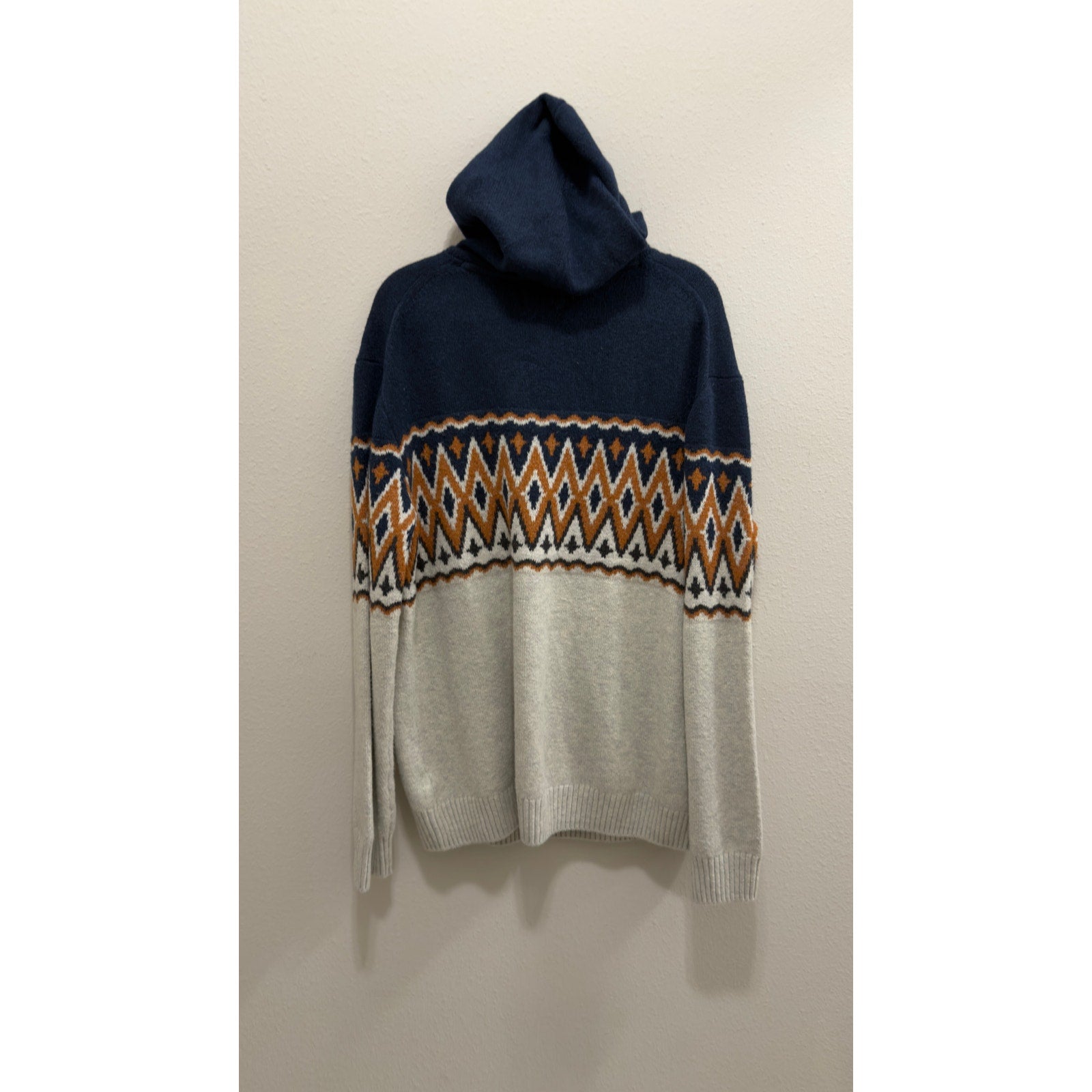 Old Navy Go-Recycled Fair Isle Knit Pullover Hoodie Sweater Men's Large