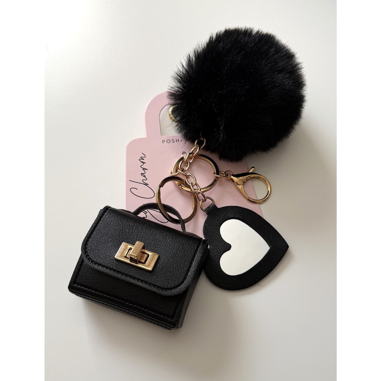 NEW Posh Pop Mini Bag Charm Key Chain - Black
