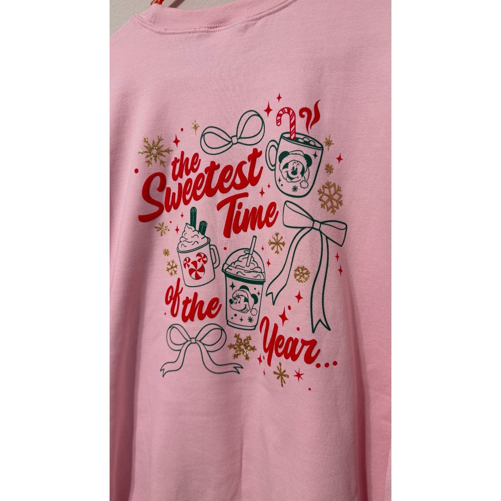 NWT Disney World Holiday Sweatshirt - Pink 'Sweetest Time of the Year' - Large