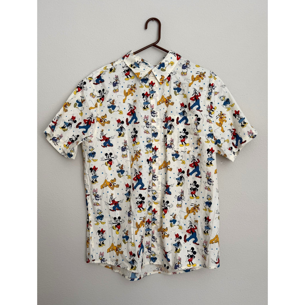 Disney Mickey and Friends All-Over Print Button-Down Shirt - Adult Large NWT