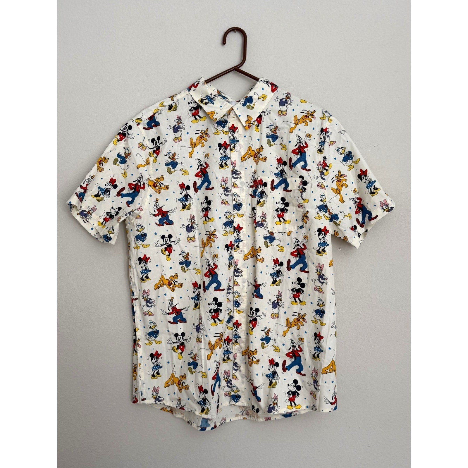 Disney Mickey and Friends All-Over Print Button-Down Shirt - Adult Large NWT