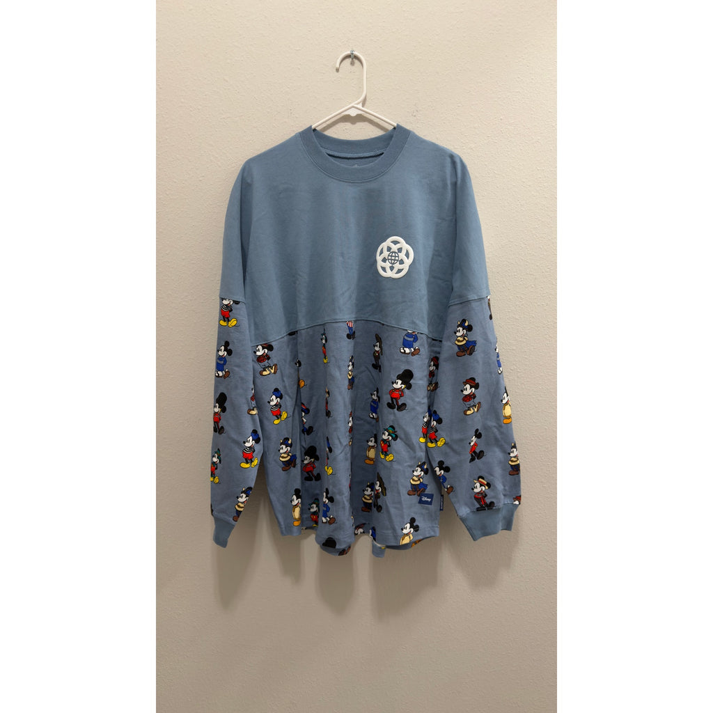 NWT Disney Epcot World Showcase Mickey Mouse Spirit Jersey Slate Blue Size Large