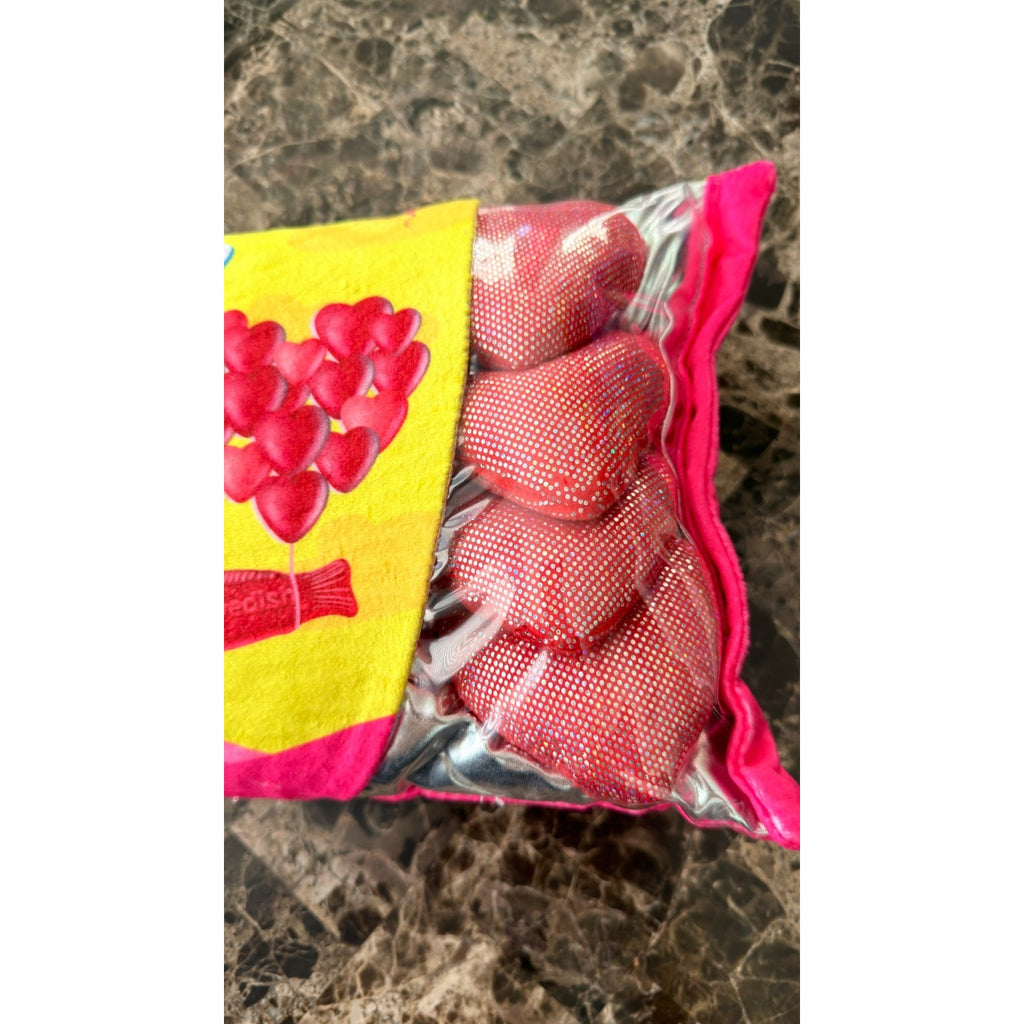 Iscream Swedish Fish Heart "Bag of Candy" Plush Pillow Set - NEW