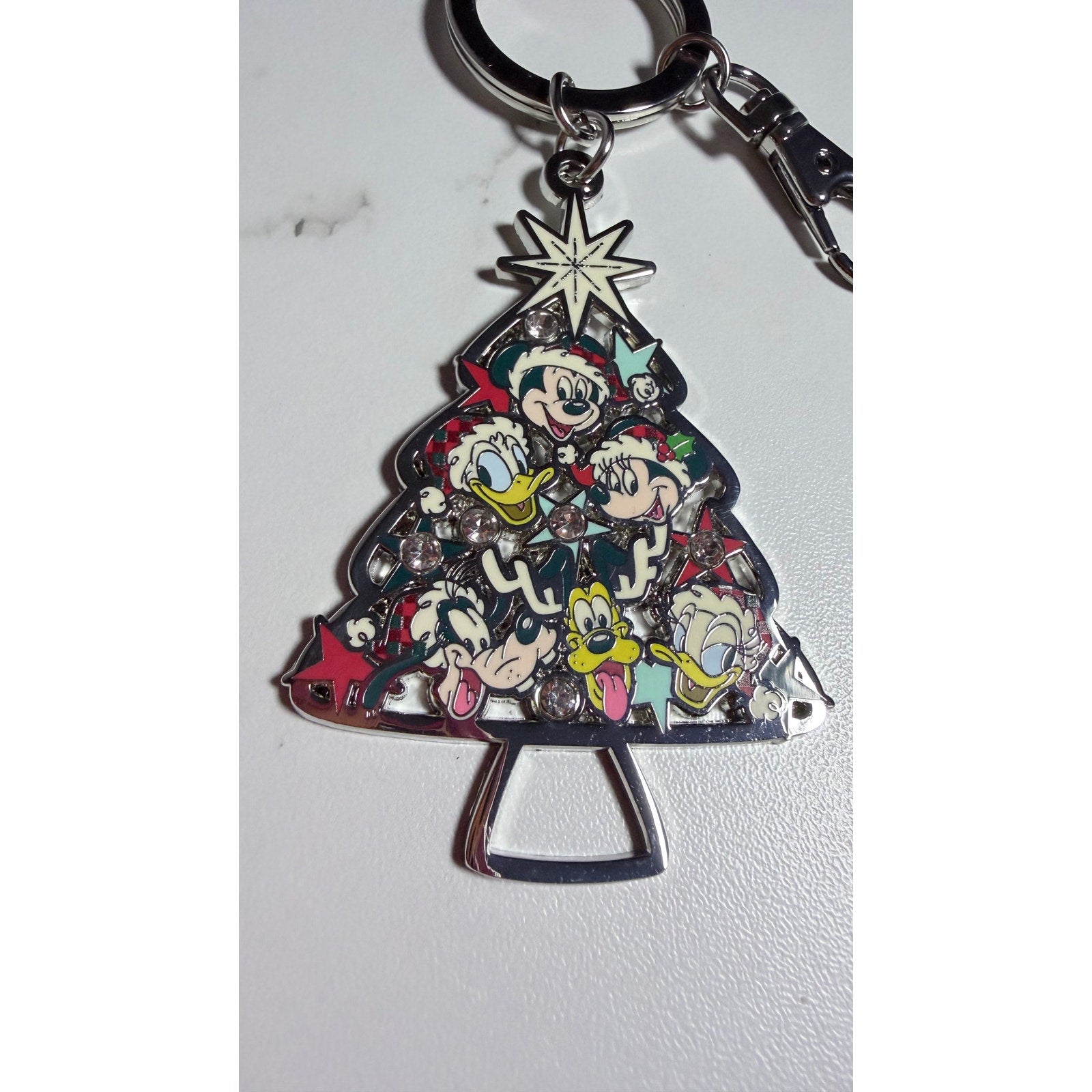 Disney Parks Mickey & Friends Christmas Tree Keychain Bag Clip NWT