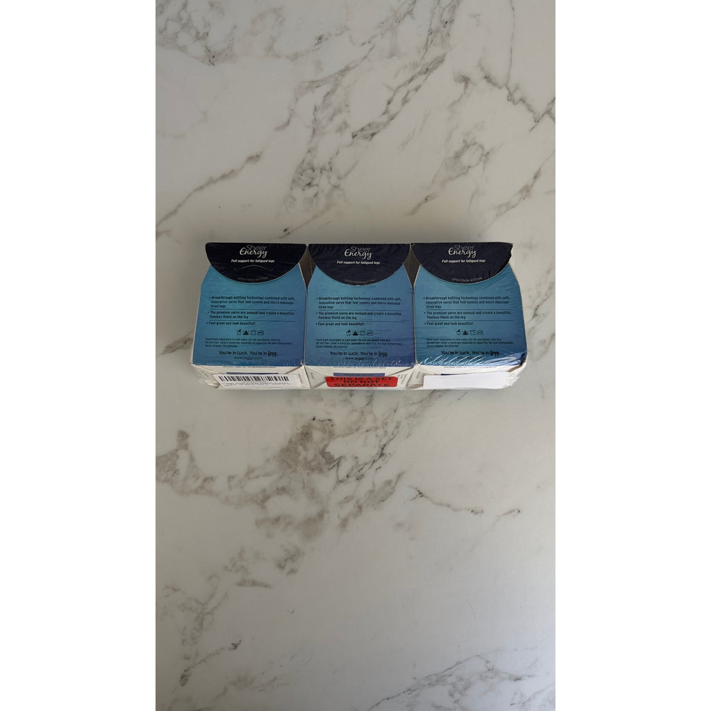 L'eggs Sheer Energy Control Top Tights Jet Black Size Q+ Extra Large 3 Pack NEW