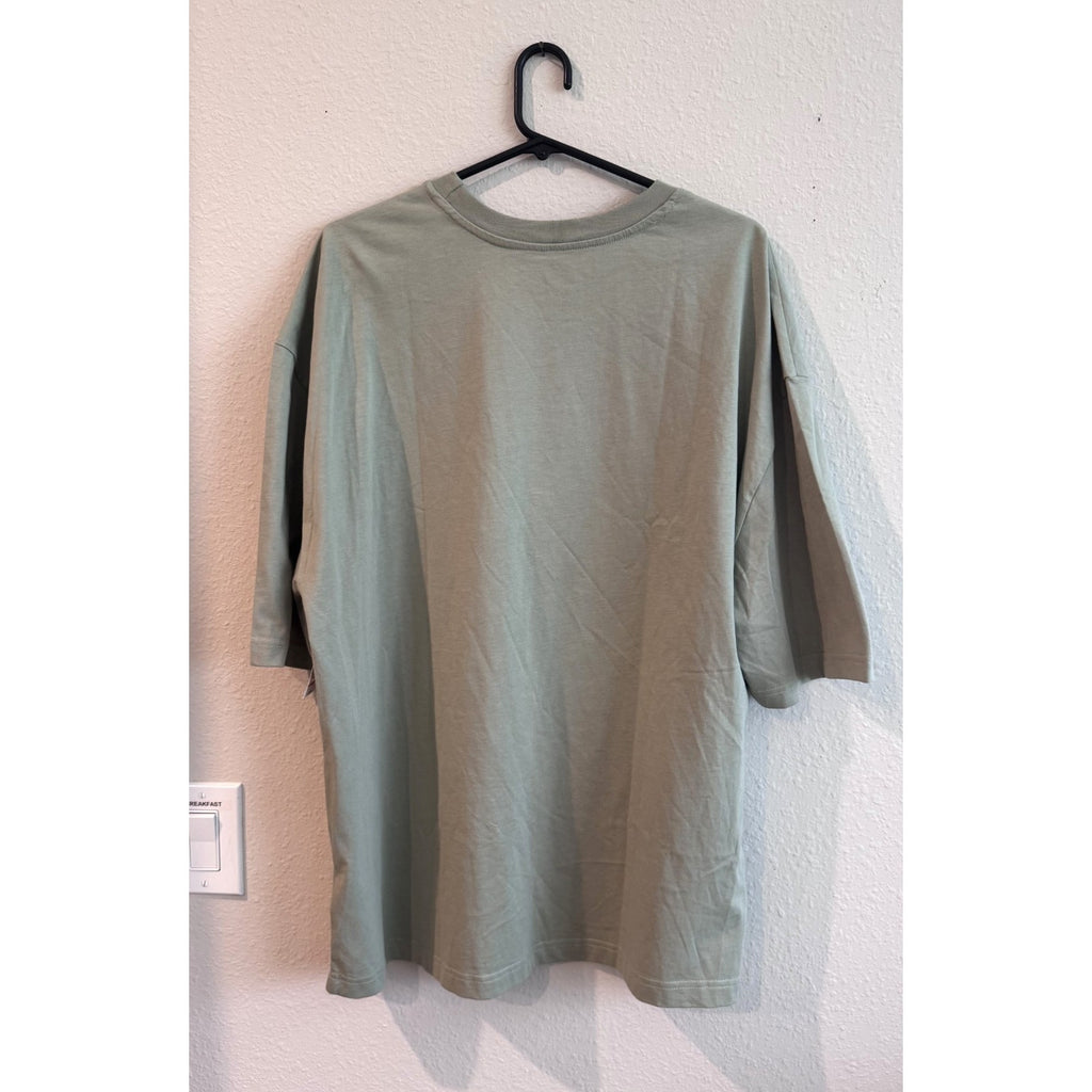 Oversized Disney Mickey & Pluto Grid T-Shirt Large WDW Sage Green Tee NWT