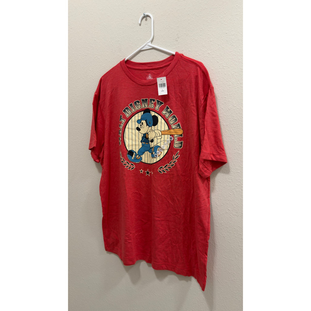 Walt Disney World Mickey Mouse Baseball Player Graphic Tee Shirt Large NWT