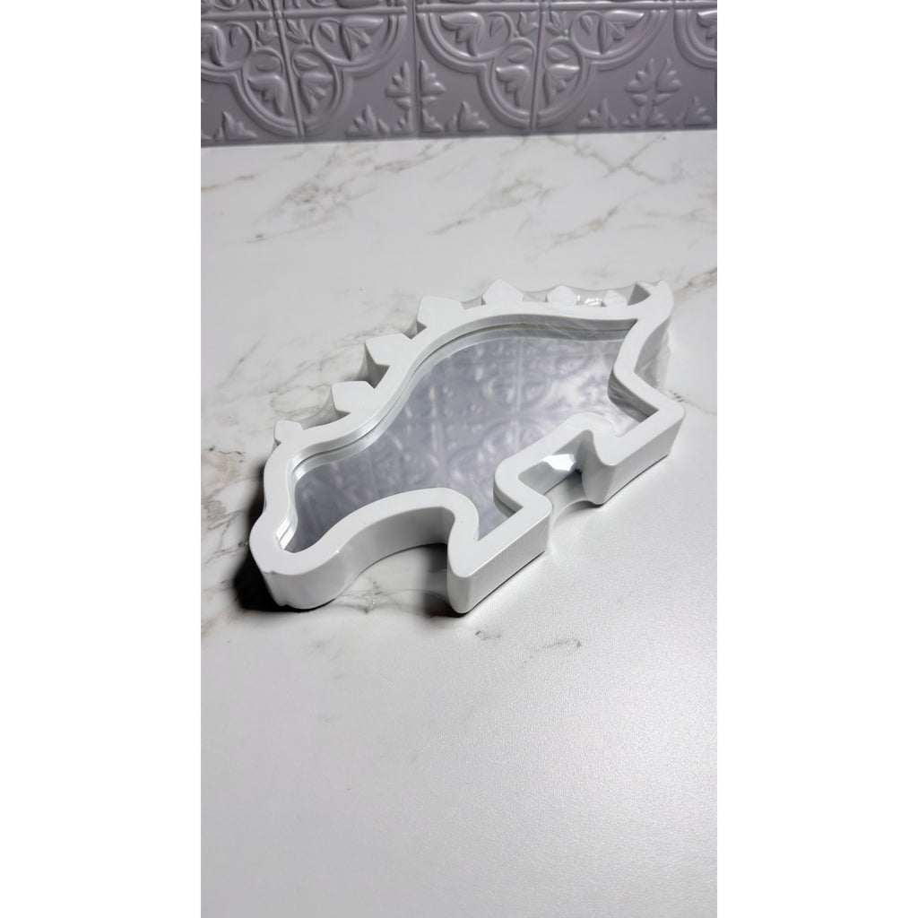 Dinosaur Shaped Wall Tabletop Mirrors White Set of 2 - T-Rex Stegosaurus NEW