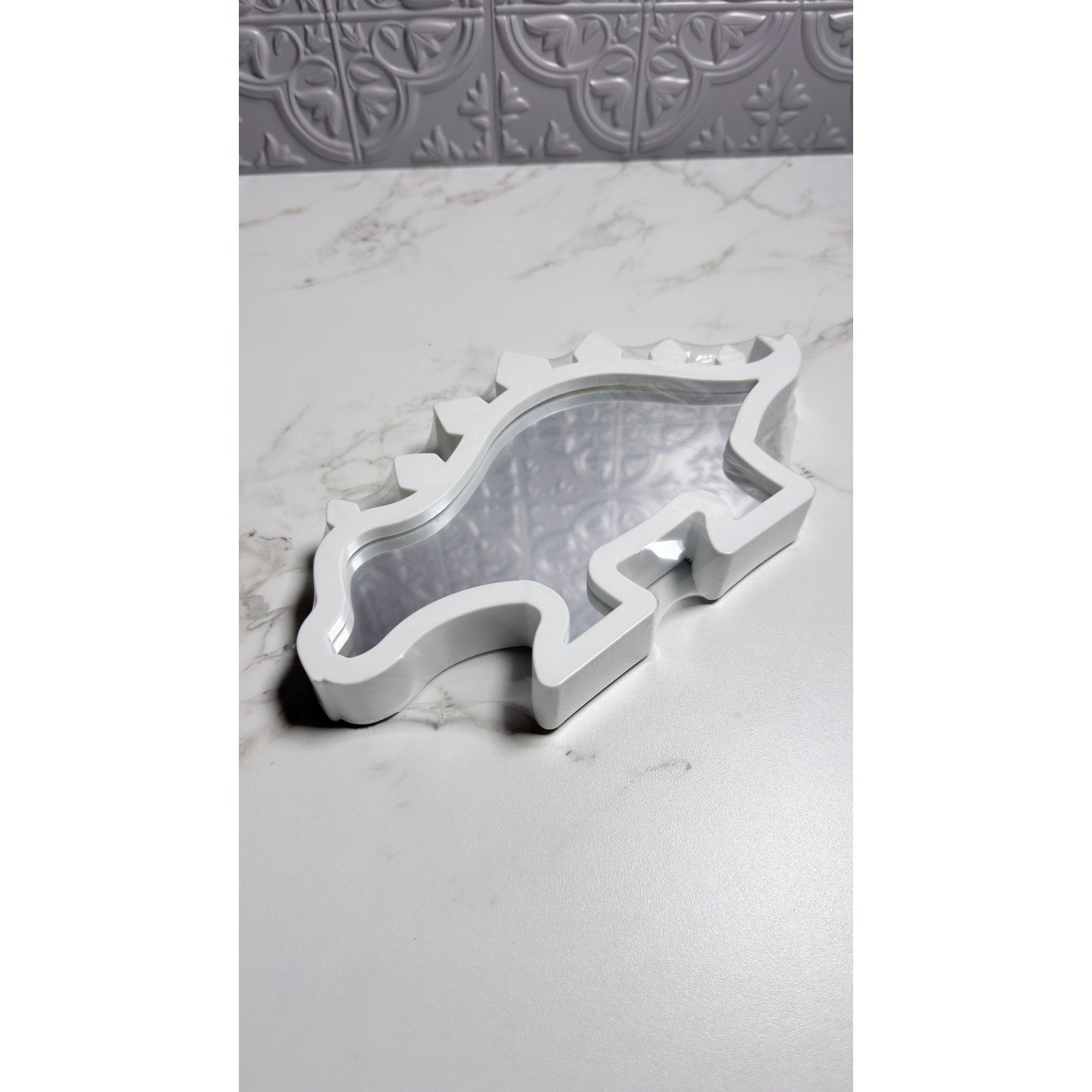 Dinosaur Shaped Wall Tabletop Mirrors White Set of 2 - T-Rex Stegosaurus NEW