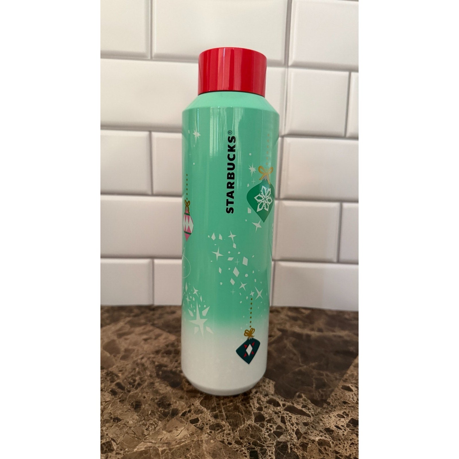 Disney Parks x Starbucks Mickey Holiday Ornaments Water Bottle - NEW