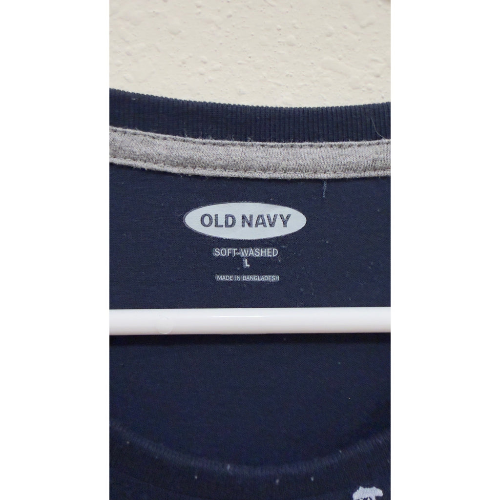 Old Navy Men's Navy Blue Grizzly Bear Mini Print Soft Washed T-Shirt Size Large