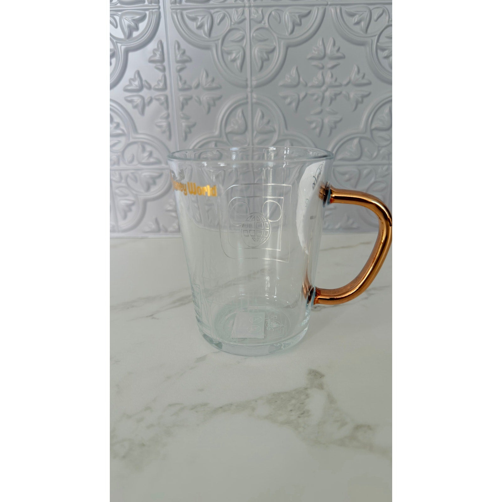 Walt Disney World Cinderella Castle Clear Glass Mug with Gold Handle NWT
