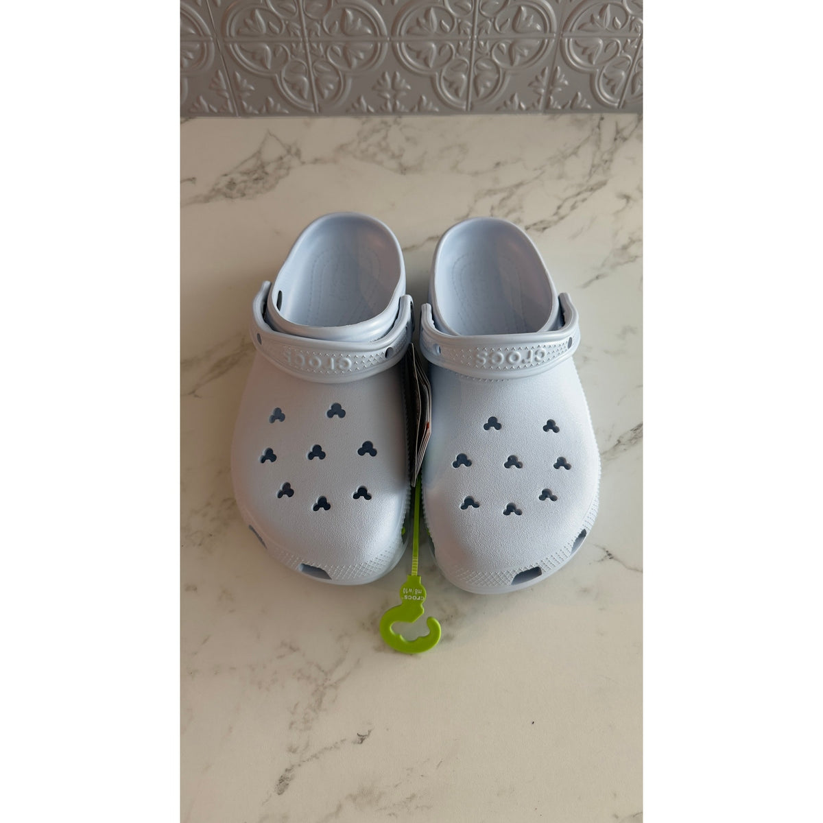 Disney Parks Adults Light Ice Blue Mickey Mouse Icon Cutout Clogs Crocs M8/W10 NEW