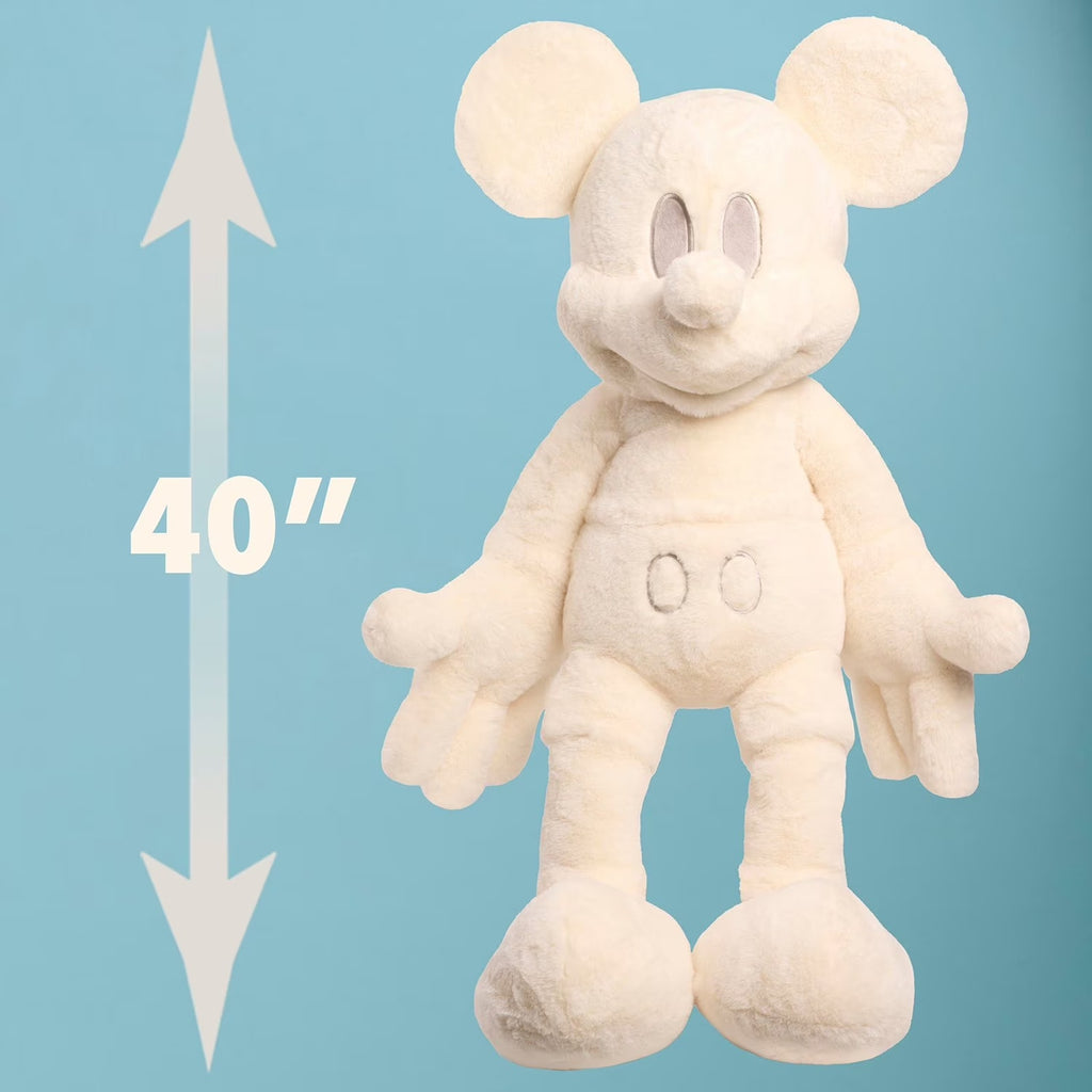 NEW Disney Classic Mickey Mouse 40" Monochromatic Jumbo Plush - Cream