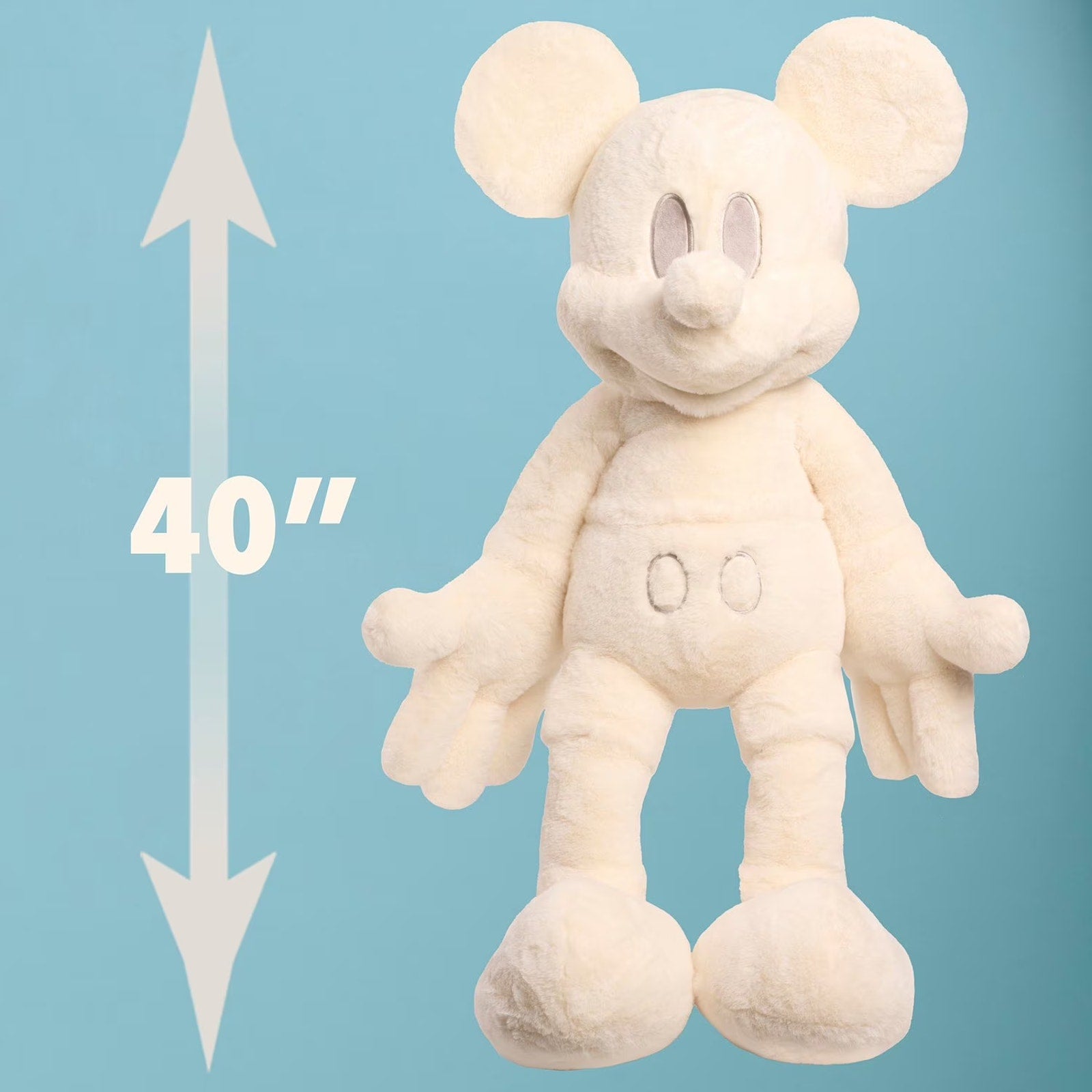NEW Disney Classic Mickey Mouse 40" Monochromatic Jumbo Plush - Cream