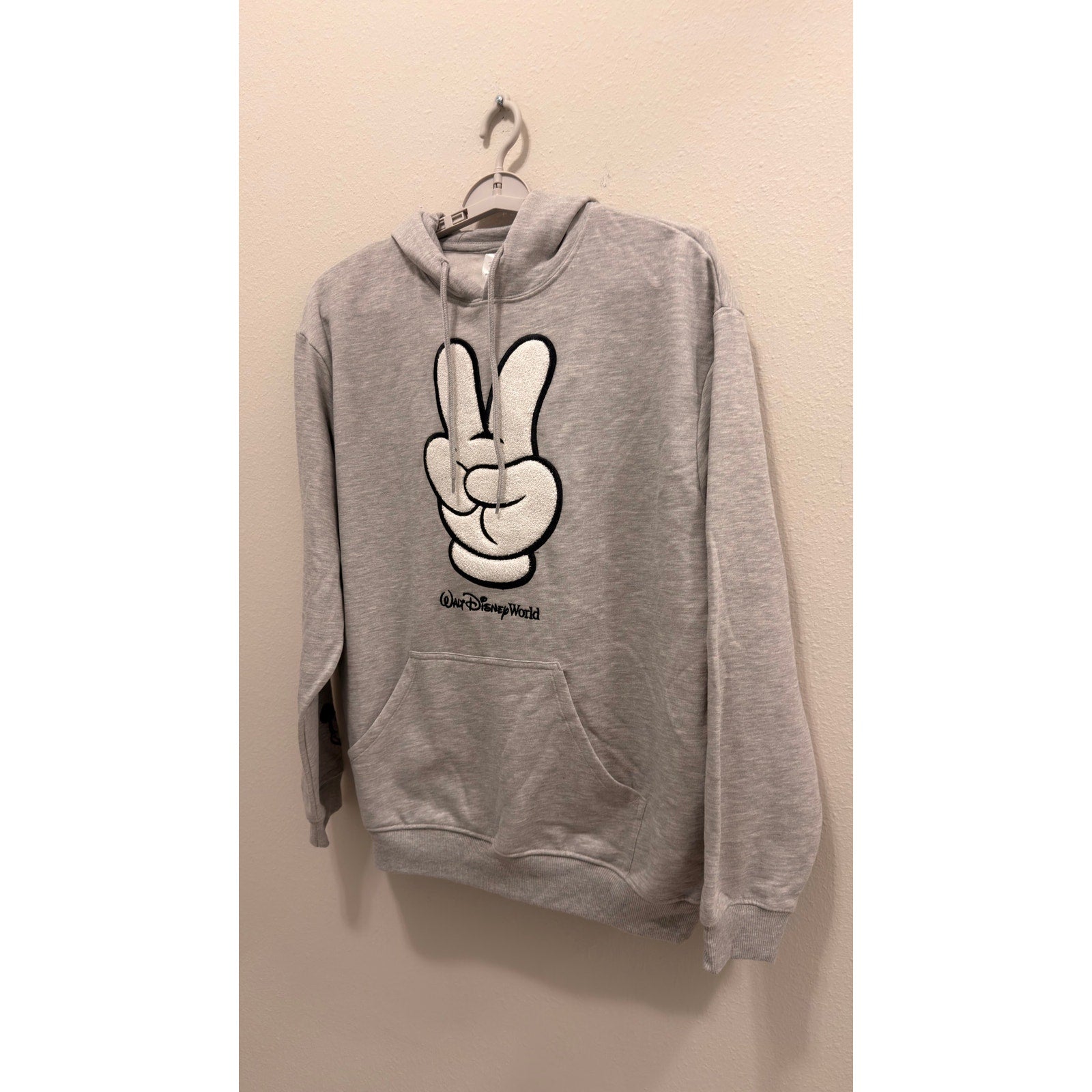 Disney Parks Mickey Mouse Glove Peace Sign Hoodie Adult Large NWT