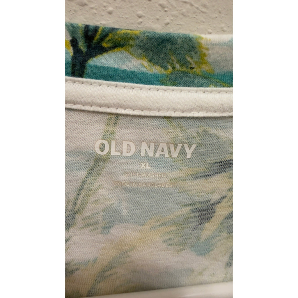 Old Navy Men's Palm Tree Tropical Soft Washed Crewneck T-Shirt Size XL