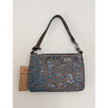 Justin Boots Embossed Convertible Wristlet Blue/Brown NEW
