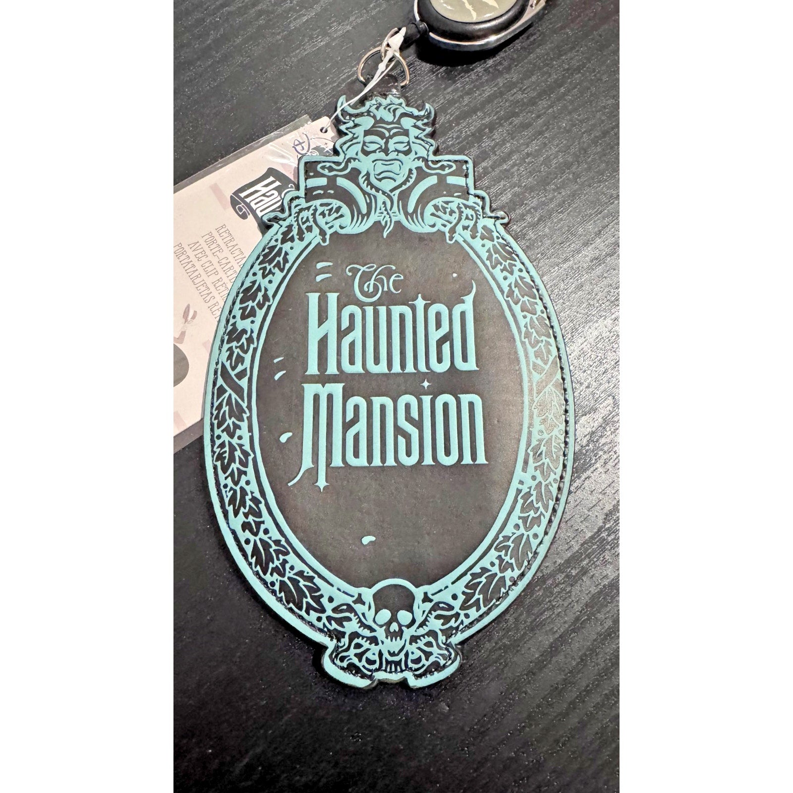Haunted Mansion Plaque Retractable ID Holder Badge Wallpaper Disney Parks NEW