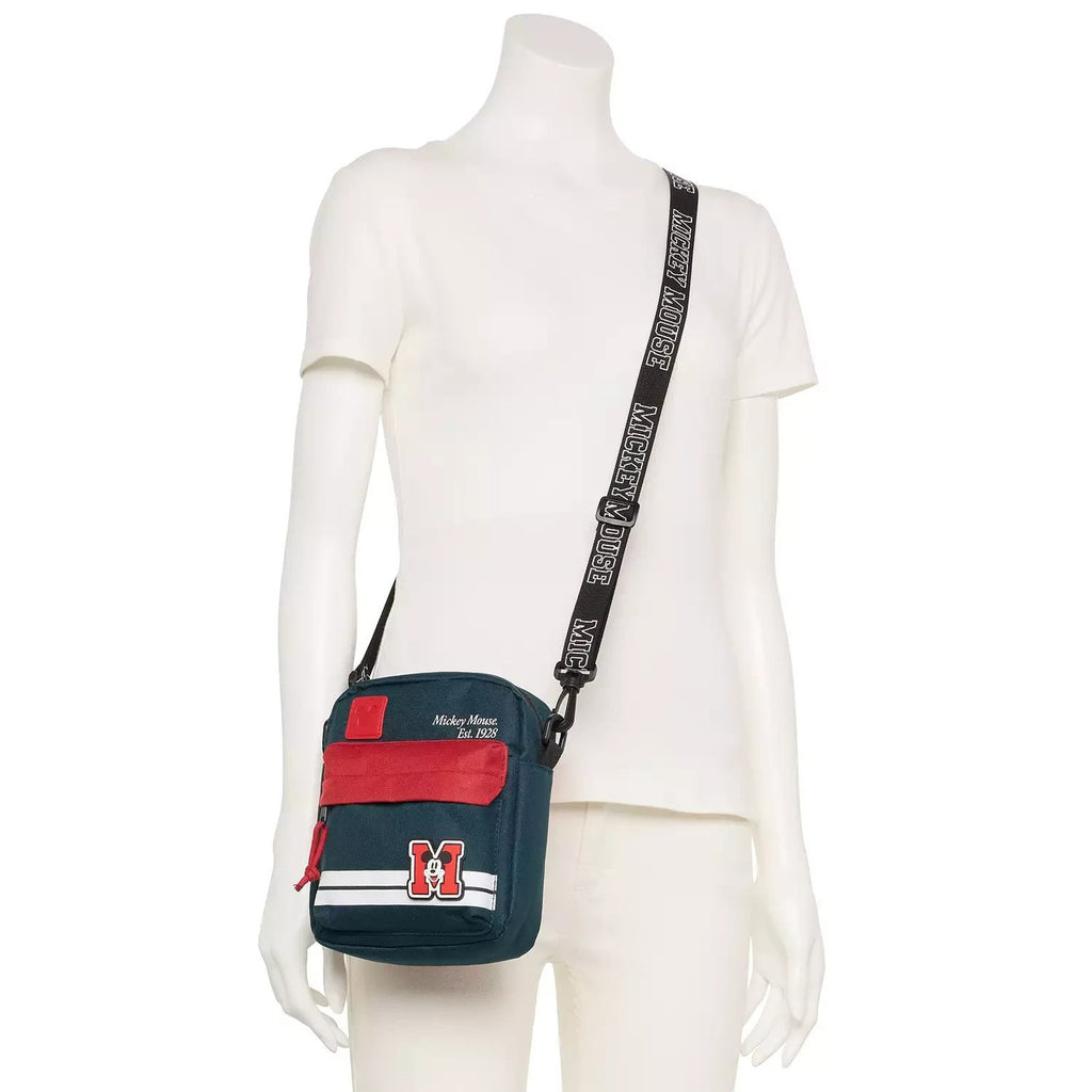 Bioworld Disney Mickey Mouse Varsity Crossbody Bag Red Blue NWT