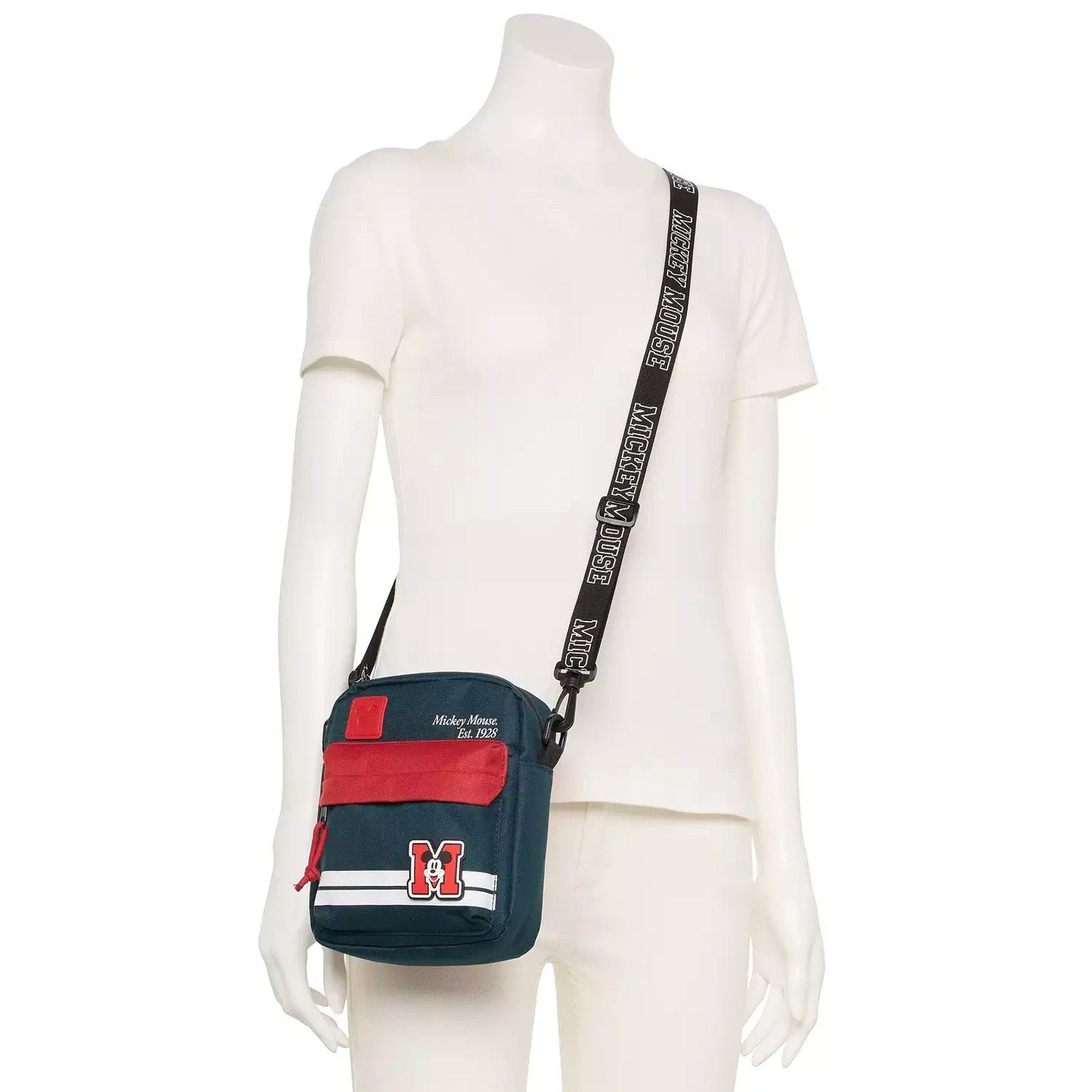 Bioworld Disney Mickey Mouse Varsity Crossbody Bag Red Blue NWT