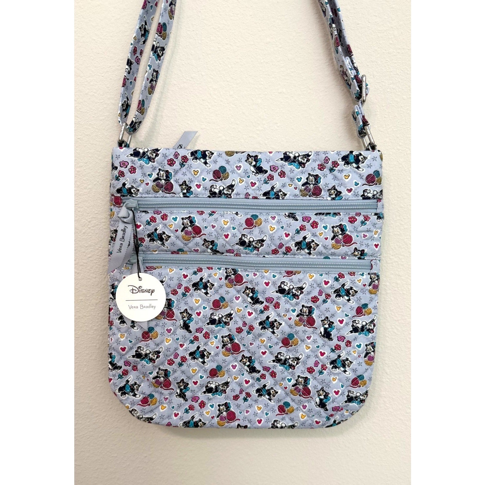 NWT Vera Bradley Disney Playful Figaro Triple Zip Hipster Pinocchio