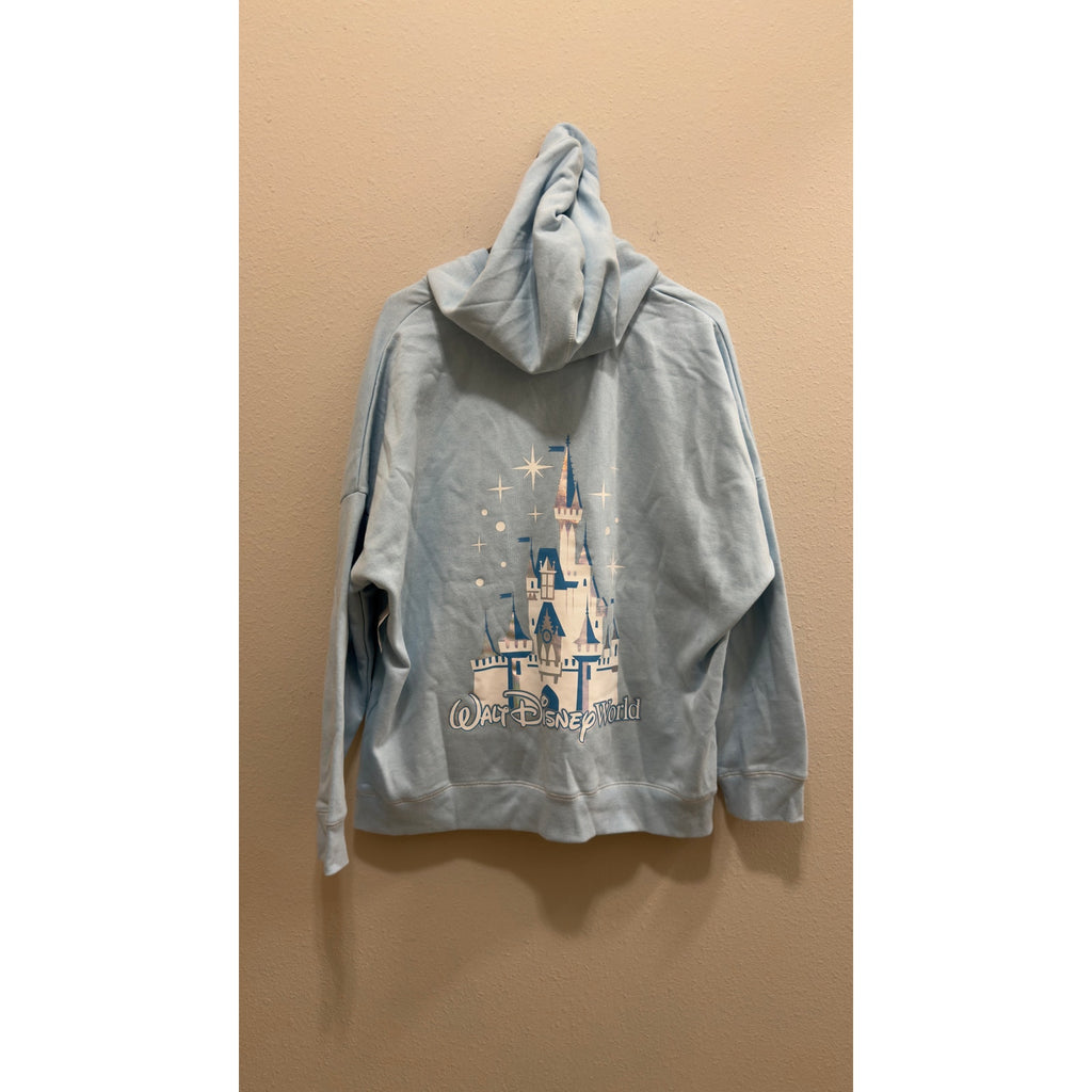 Walt Disney World Cinderella Castle V-Neck Pullover Hoodie NWT Large