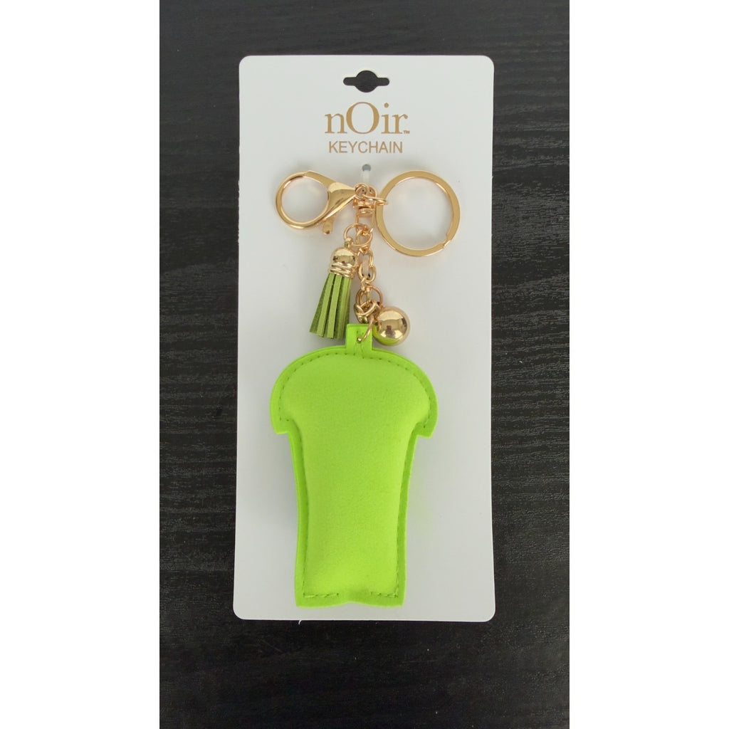 Bling Rhinestone Green Boba Tea Puffy Keychain - Tassel Bag Charm - NEW