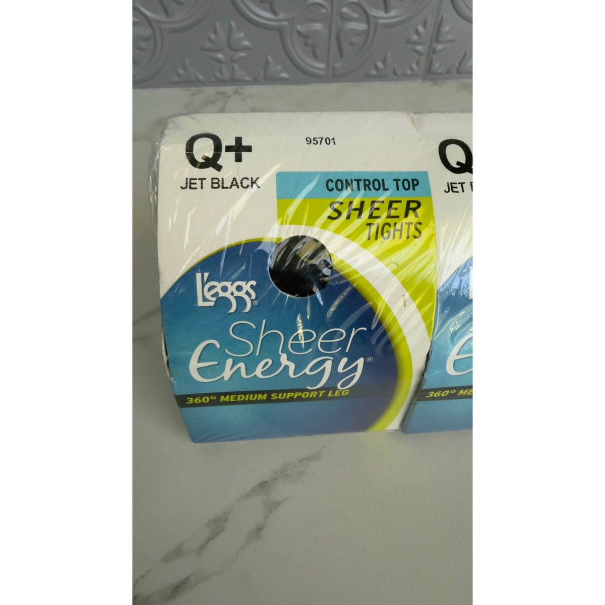 L'eggs Sheer Energy Control Top Tights Jet Black Size Q+ Extra Large 3 Pack NEW