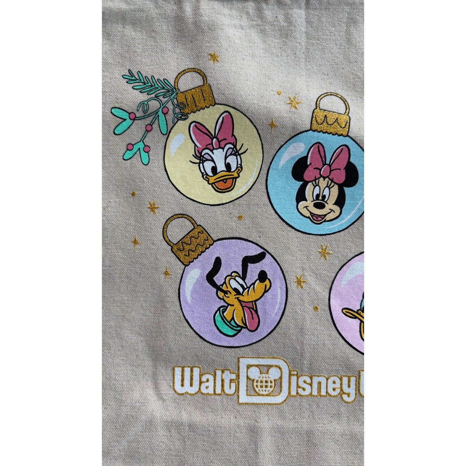 Disney Parks Bag Tote 2025 WDW Christmas Mickey & Friends Ornaments Canvas NWT