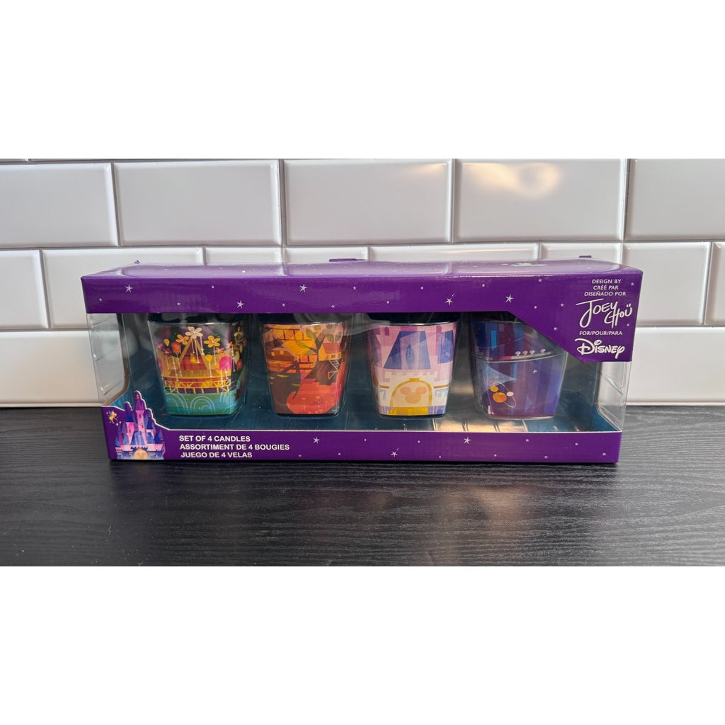 Disney Parks Exclusive Joey Chou Castle Collection 4 Candle Set Attractions NEW